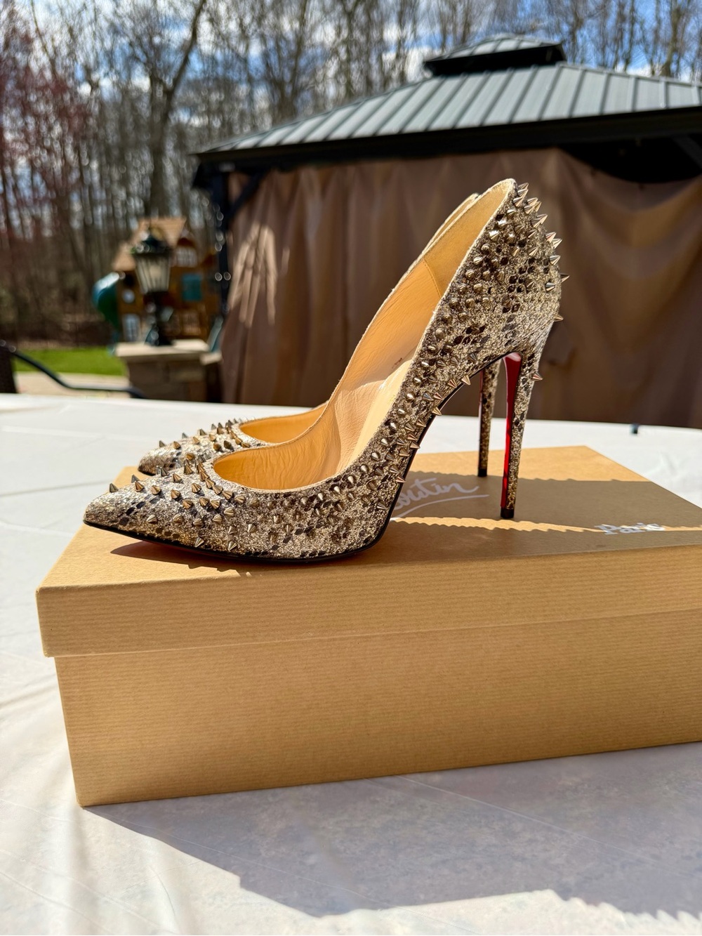 Christian Louboutin Snakeskin Pigalle Potpourri Strass 120 Pumps 39.5